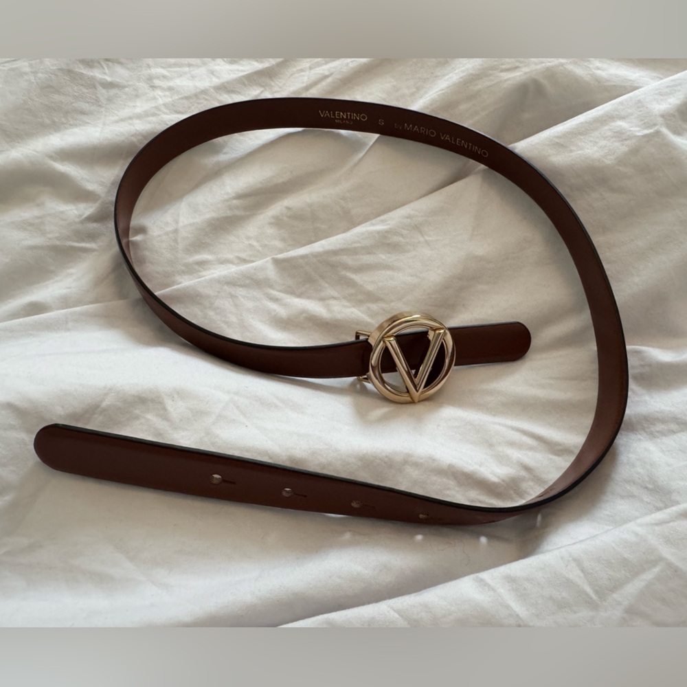 Valentino Brown Belt with Gold Accent